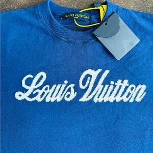 Blue Knit Logo Tee – Size Large (New with Tags)